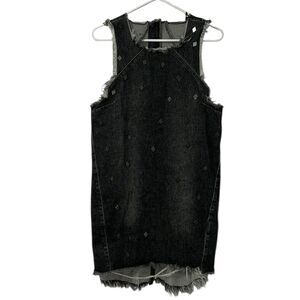 Revolve One Teaspoon Black Denim Distressed Sleeveless Dress(Size Small)
